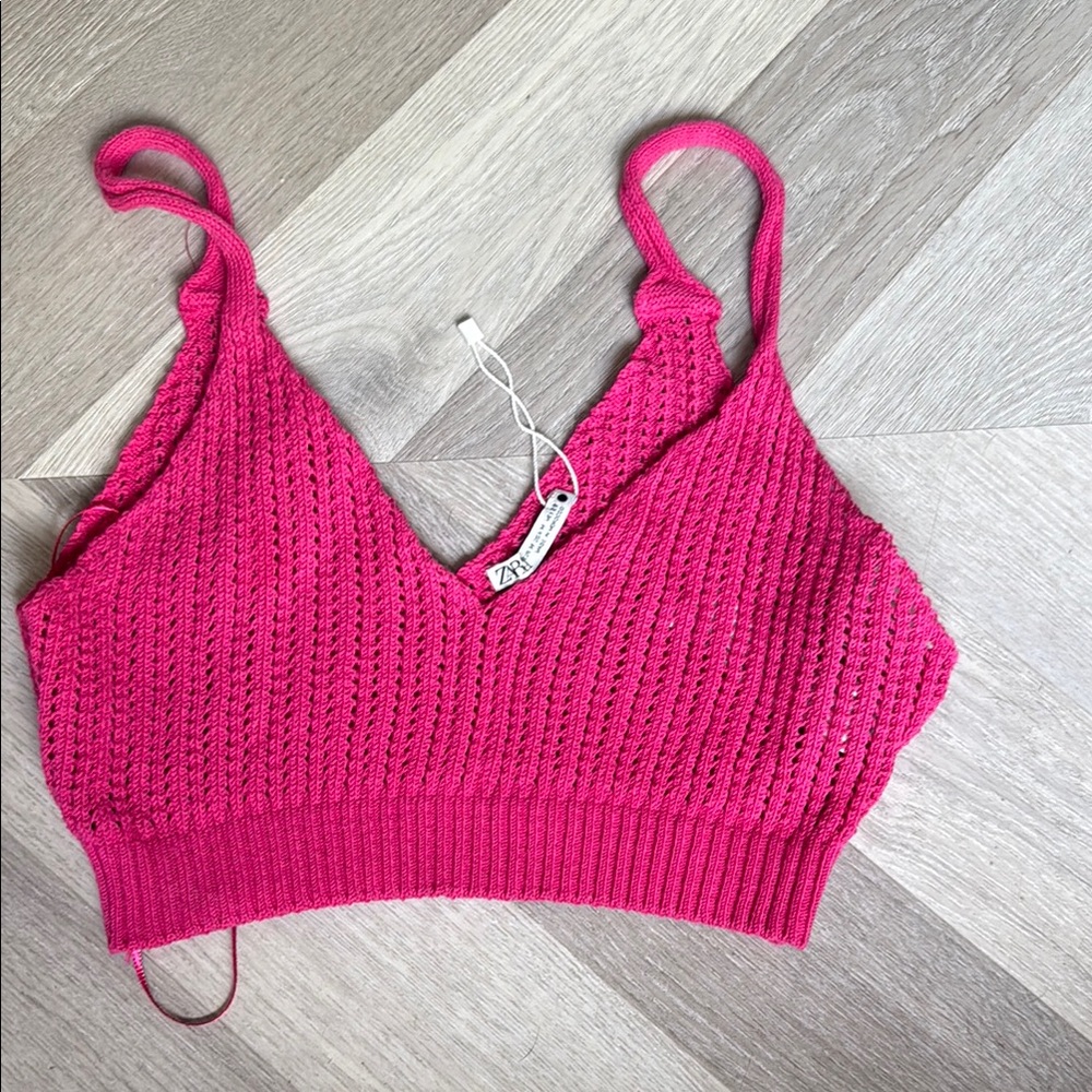 Zara Pink Knit Crop Top